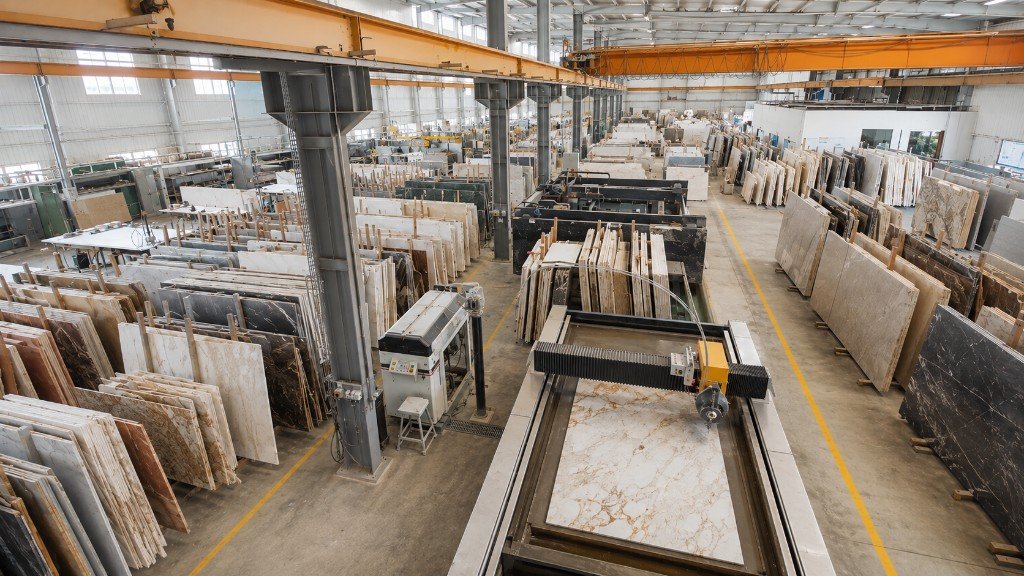 Marble and stone processing facility at Fino International, Dubai