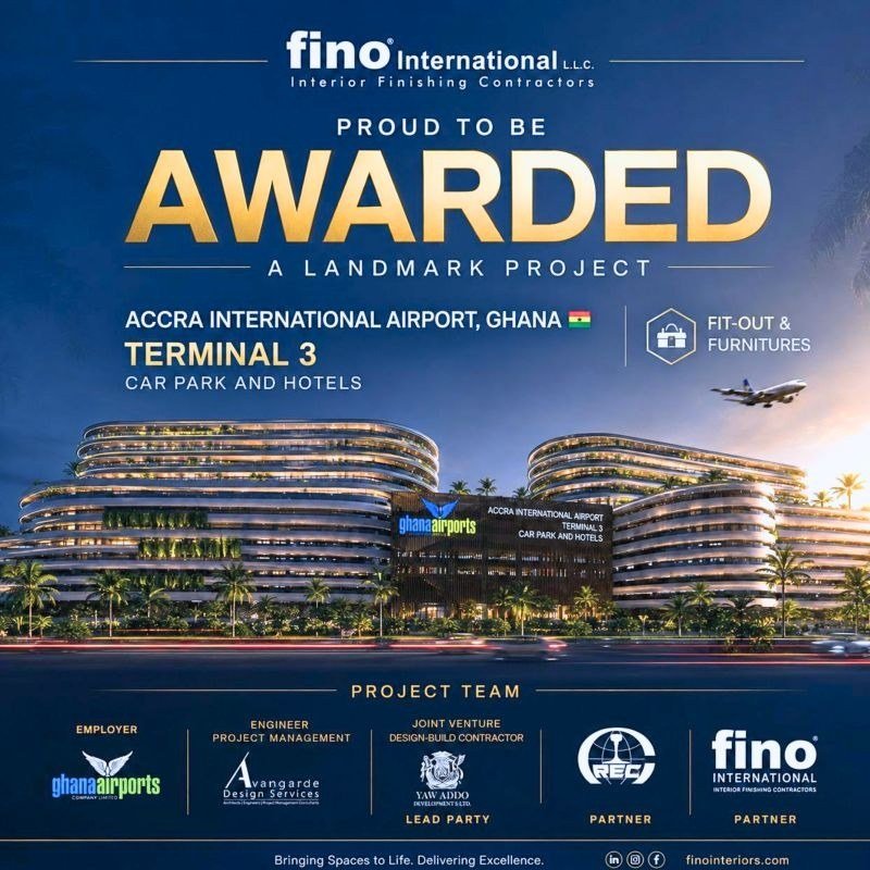 Fino International awarded Accra International Airport Terminal 3 Car Park and Hotels fit-out